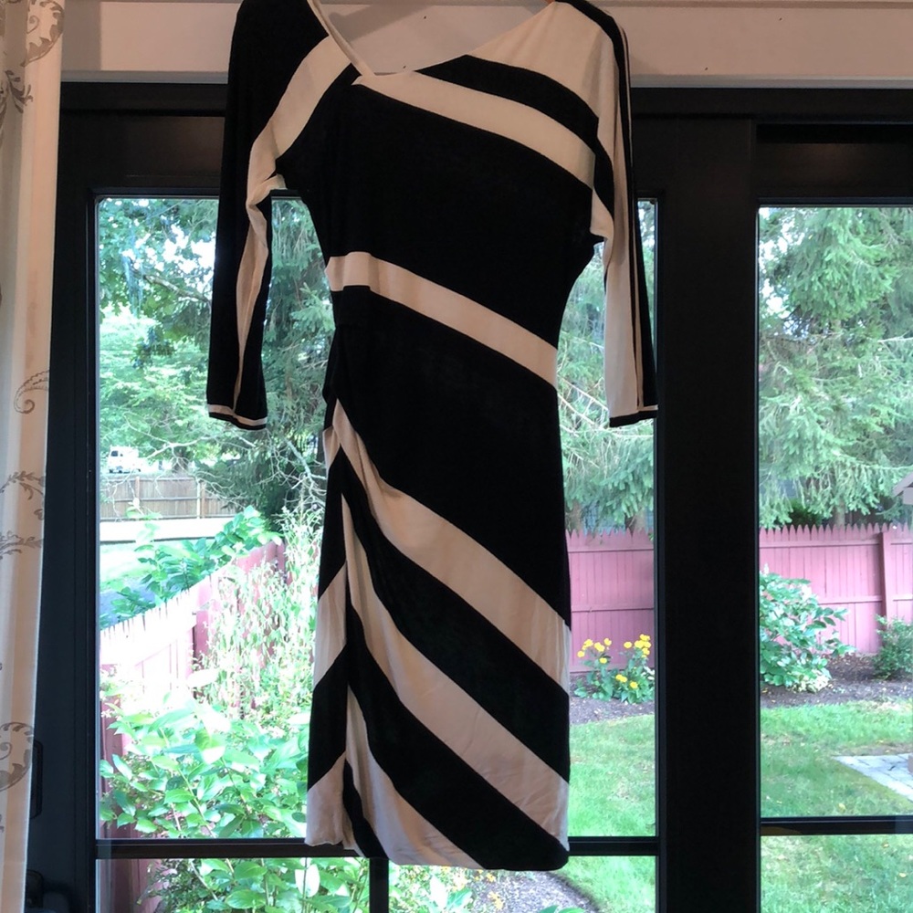 Black and white striped dress. Long sleeve